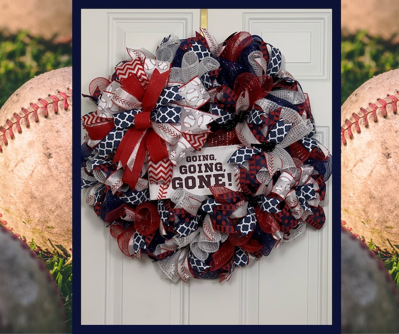 Sports Wreath Baseball Ball Game America S Pastime Etsy