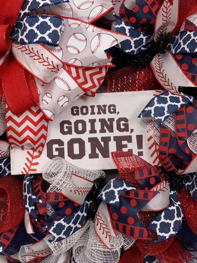 America/'s Pastime Front Door Wreath Sports Decor Baseball Ball Game Wall Decor Year Around Wreath Sports Wreath Home Office Decor