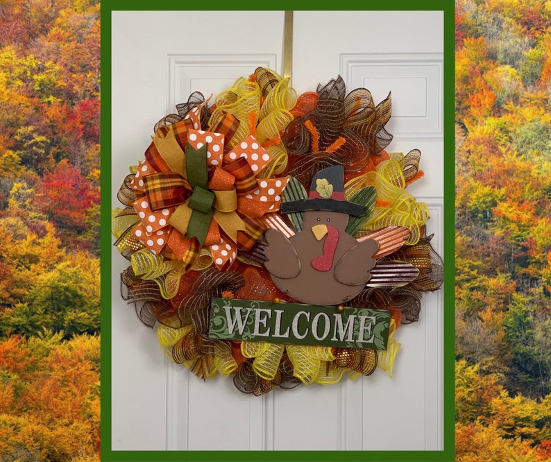 Fall Decorations Turkey Day Decor Front Door Wreaths Etsy
