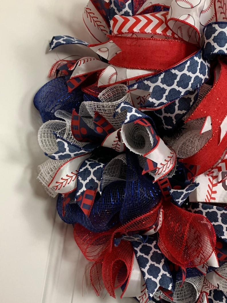 America/'s Pastime Front Door Wreath Sports Decor Baseball Ball Game Wall Decor Year Around Wreath Sports Wreath Home Office Decor