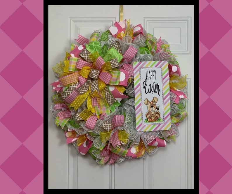 Easter Wreath Home Decor Happy Easter Front Door Wreath Primitive Bunny Religious Sign Easter Bunny Easter Decorations Spring Wreath