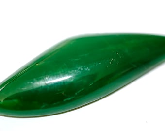 Marlborough Chrysoprase designer cab, deep green, high dome, leaf shape 34.75 ct.  Free shipping Worldwide.