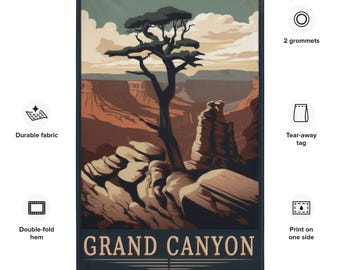 Vintage Grand Canyon National Park Poster, Lone Tree Arizona Desert Tapestry