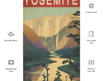 Vintage Yosemite Welcome Flag, National Park Travel Tapestry