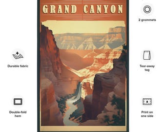 Vintage Grand Canyon National Park Flag, Arizona Desert Tapestry