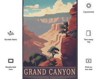 Grand Canyon National Park Tapestry, Vintage Travel Poster, Arizona Wall Art