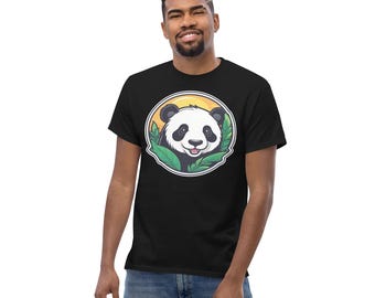 Panda T-Shirt, Jungle Sunset Graphic, Unisex Cotton Top