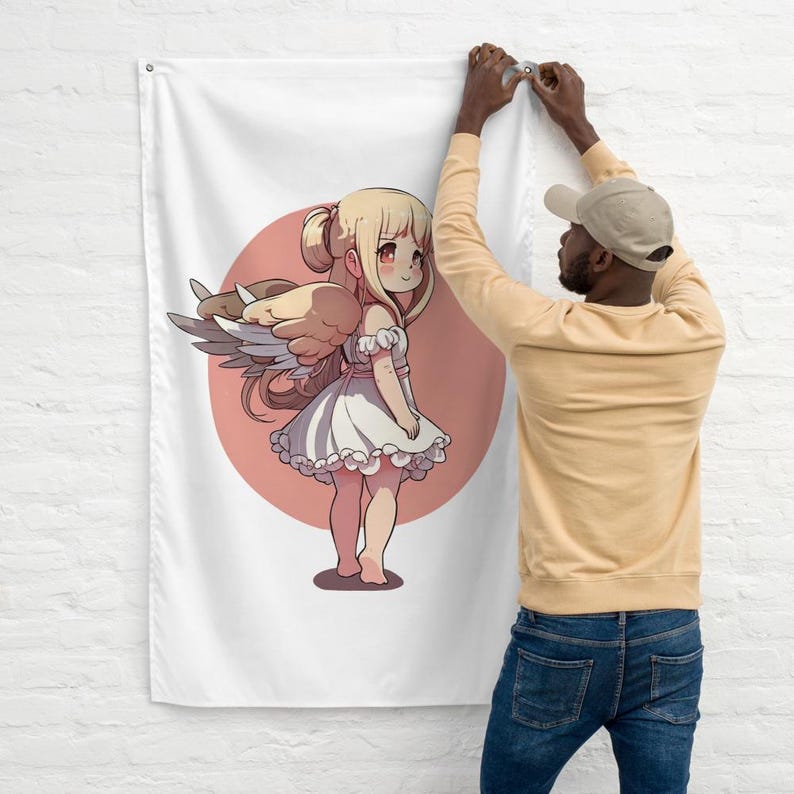 Kawaii Angel Girl Fabric Wall Flag, Chibi Anime Nursery Decor - Etsy