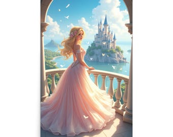 Princess Castle Art Print | Romantic Fairytale Decor (24x36)