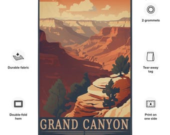 Grand Canyon National Park Tapestry, Vintage Sunset Overlook, Arizona Wall Art