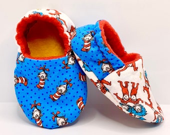 Soft Baby Shoes – Cat in the Hat + Thing 1 and Thing 2