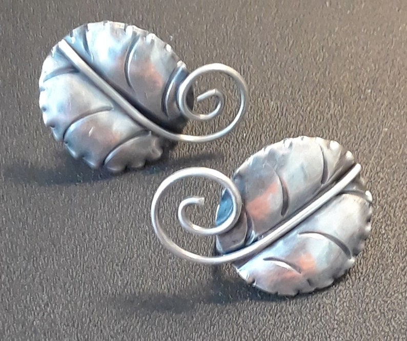 Sterling Silver Screw Back Earrings Vintage Sterling Earrings Leaf Earrings