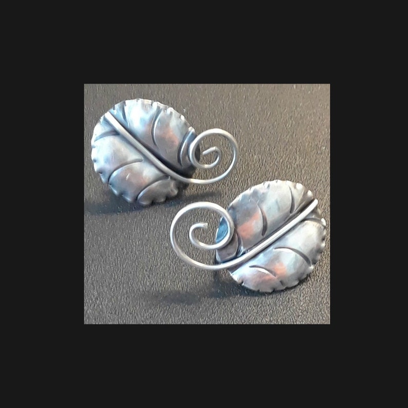 Sterling Silver Screw Back Earrings Vintage Sterling Earrings Leaf Earrings