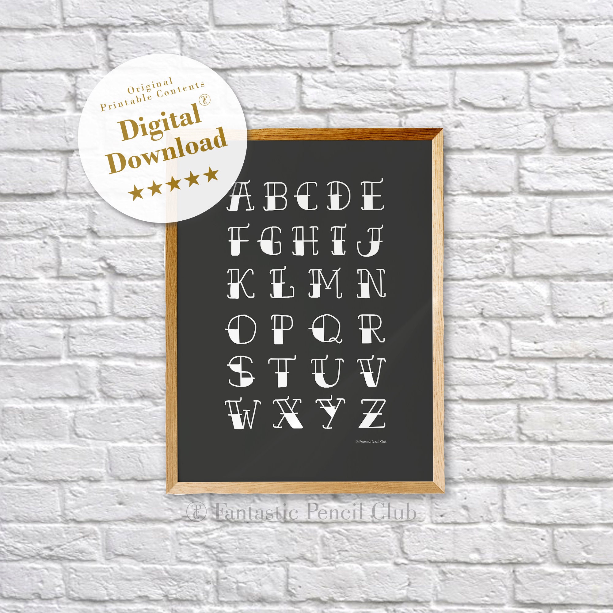 Old School Black White Alphabet Poster ABC Poster Prints - Etsy