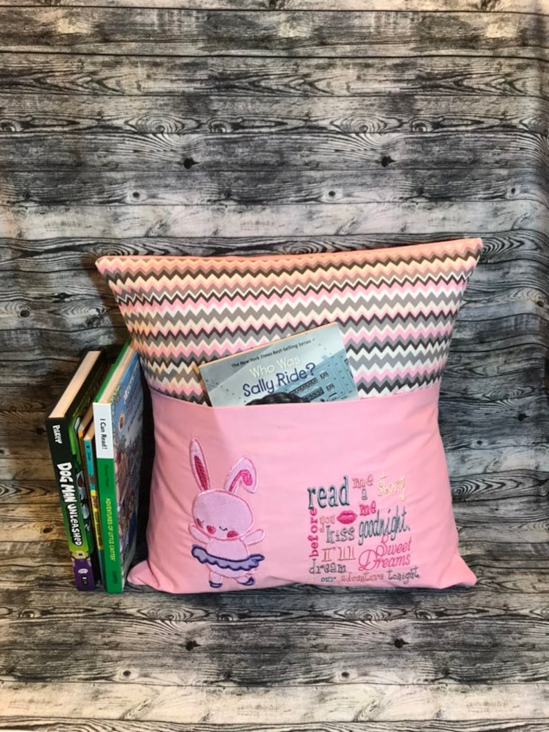 Bunny Ballerina Reading Pillow Personalized Gifts Gift for Reader Bedtime Story Pillow Storybook Pillow