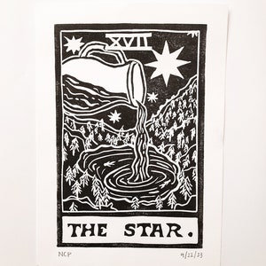 XVII - The Star || Tarot Series || linocut || prints