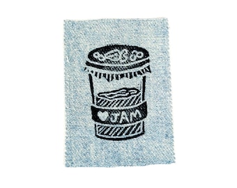 Jam Jar Denim Patch || sew on patch || linocut