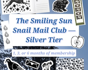 Smiling Sun Snail Mail Membership — 3, 6, 9, or 12 month subscription || stationery || linocut