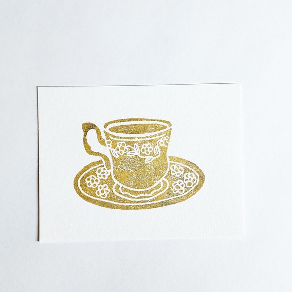 Little Teacup Print || linocut || prints