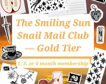 Smiling Sun Snail Mail Membership (Gold Tier) — 3, 6, 9, or 12 month subscription || stationary || linocut