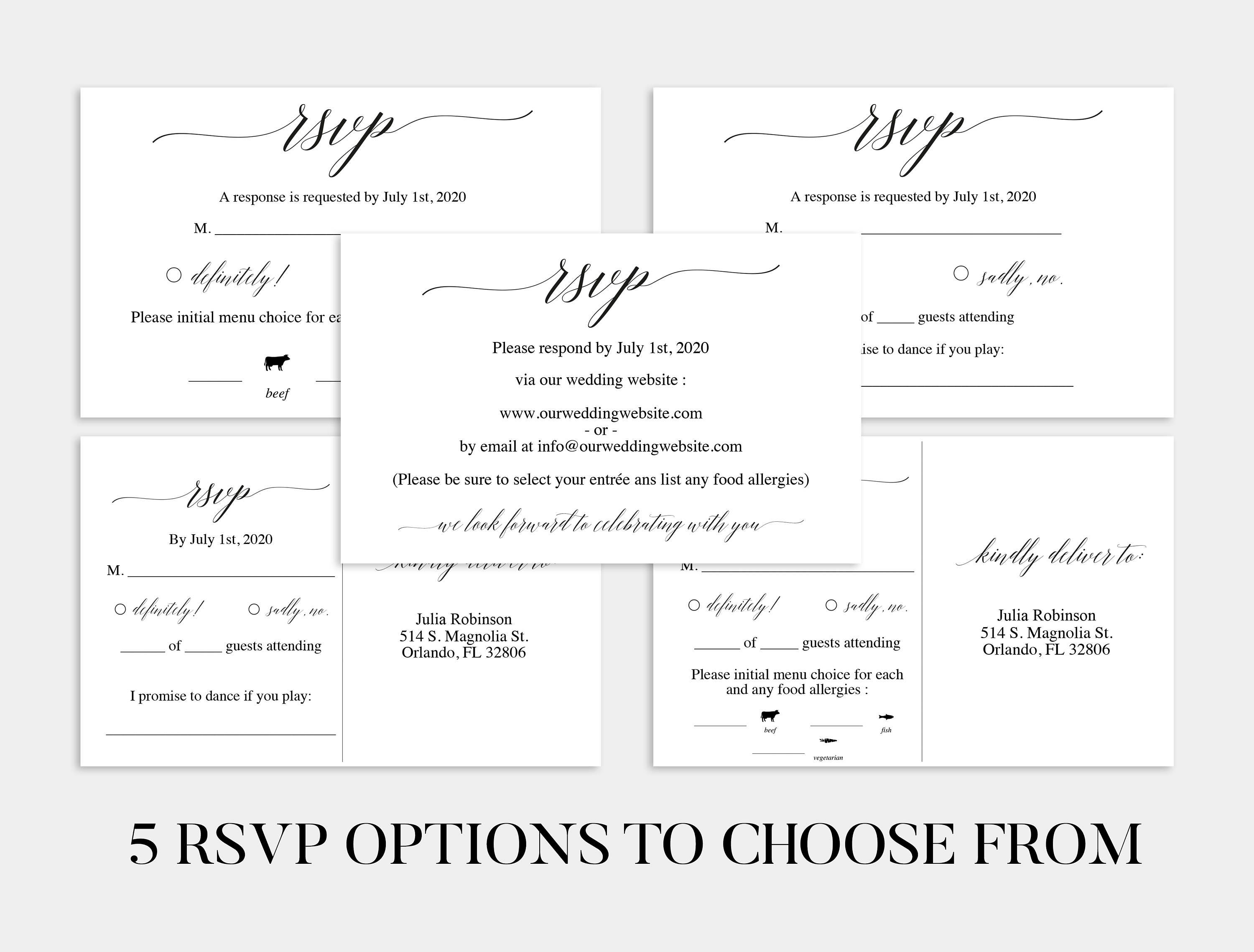 Wedding RSVP Card Wedding RSVP Template Wedding RSVP Etsy