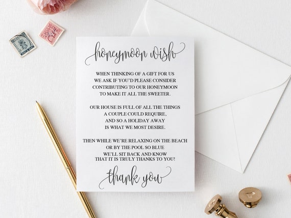 Honeymoon Wish Cards Printable Wedding Wishing Well Etsy