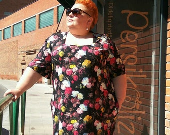 Plus Size Floral Midi Dress: Handmade Boho Summer Clothing