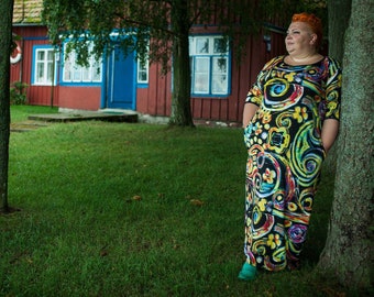 Plus Size Boho Maxi Dress: Colorful Summer Casual Clothing