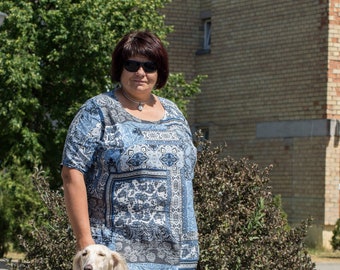 Blue Boho Midi Dress: Plus Size Summer Casual