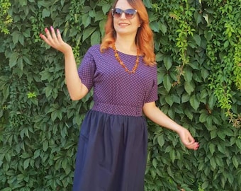 Vestido midi hecho a mano: vestido de cóctel de talla grande