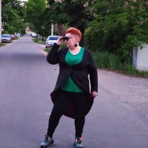 Plus Size Neoprene Jacket for Women, Classic Elegant Jacket, Black Extravagant Jacket, Comfortable Jacket, Handmade Jacket