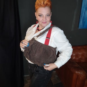 Vintage Brown Leather Bag Women / Leather Shoulder Bag / Vintage Purse Bag / Suede Leather Crossbody Bag / Christmas Gift / Vintage Handbag