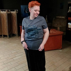 Hand Drawn Clouds Shirt For Women / Original  Illustration Top / Unique Wearable Art Top / Gift for her Fashionable Shirt / Designer t-shirt