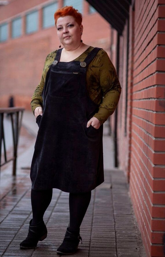 plus size midi pinafore dress