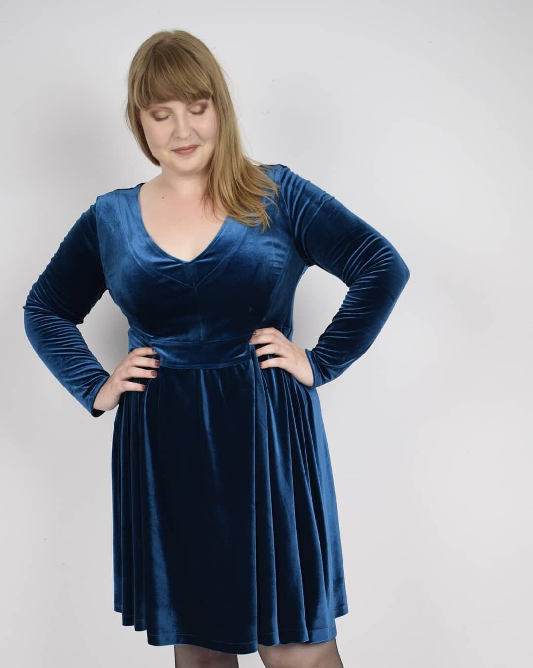 Bridesmaid Blue Velvet Dress for Women 