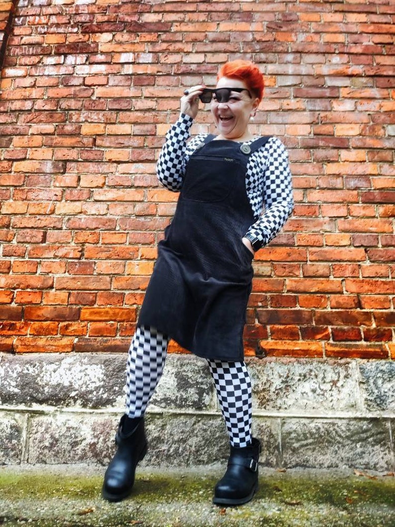 Plus Size Pinafore Dress Modern Corduroy Dresses for Women Midi