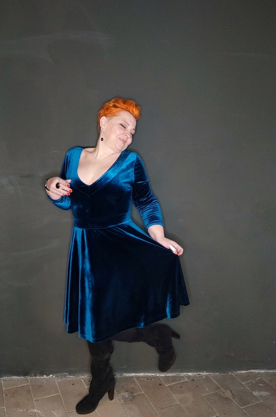 Bridesmaid Blue Velvet Dress Women Plus Size Comfortable Infinity Dresses Trendy Party Dress Plus Size Clothing Women Cocktail Dress Etsy