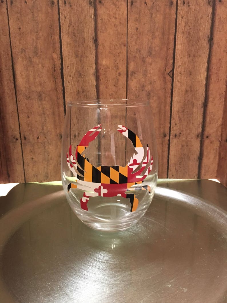 Maryland Crab Stemless Wine Glass / Maryland Gifts / Christmas Etsy