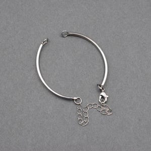 Adjustable Curved Metal Bracelet Bar for Jewelry Making, Half Finished Bangle, DIY Bracelet Component, Silver Tone Bangle Findings