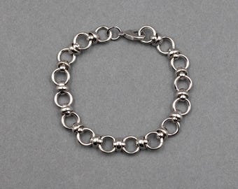 Silver Tone Charm Bracelet, DIY Jewelry Supplies, 8 Inch