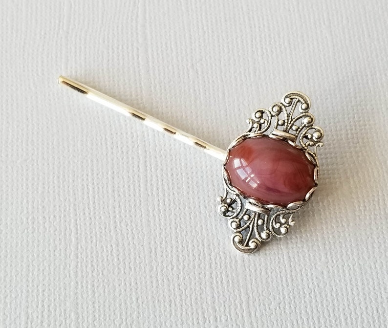 Victorian Wedding Accessories Vintage Bridal Hair Jewelry Mother/'s Day Burgundy Hair Pins Women Birthday Gift Red Cabochon Bobby Pins