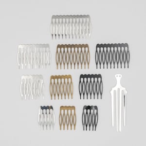DIY Hair Comb Blank: Silver, Brass, Black Metal - Jewelry Supplies