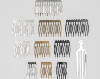 Hair Comb Blank: Silver, Brass, Black Metal - DIY Jewelry Supplies