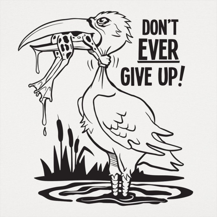 Don't Ever Give Up Men's TShirt Pelican Frog Etsy