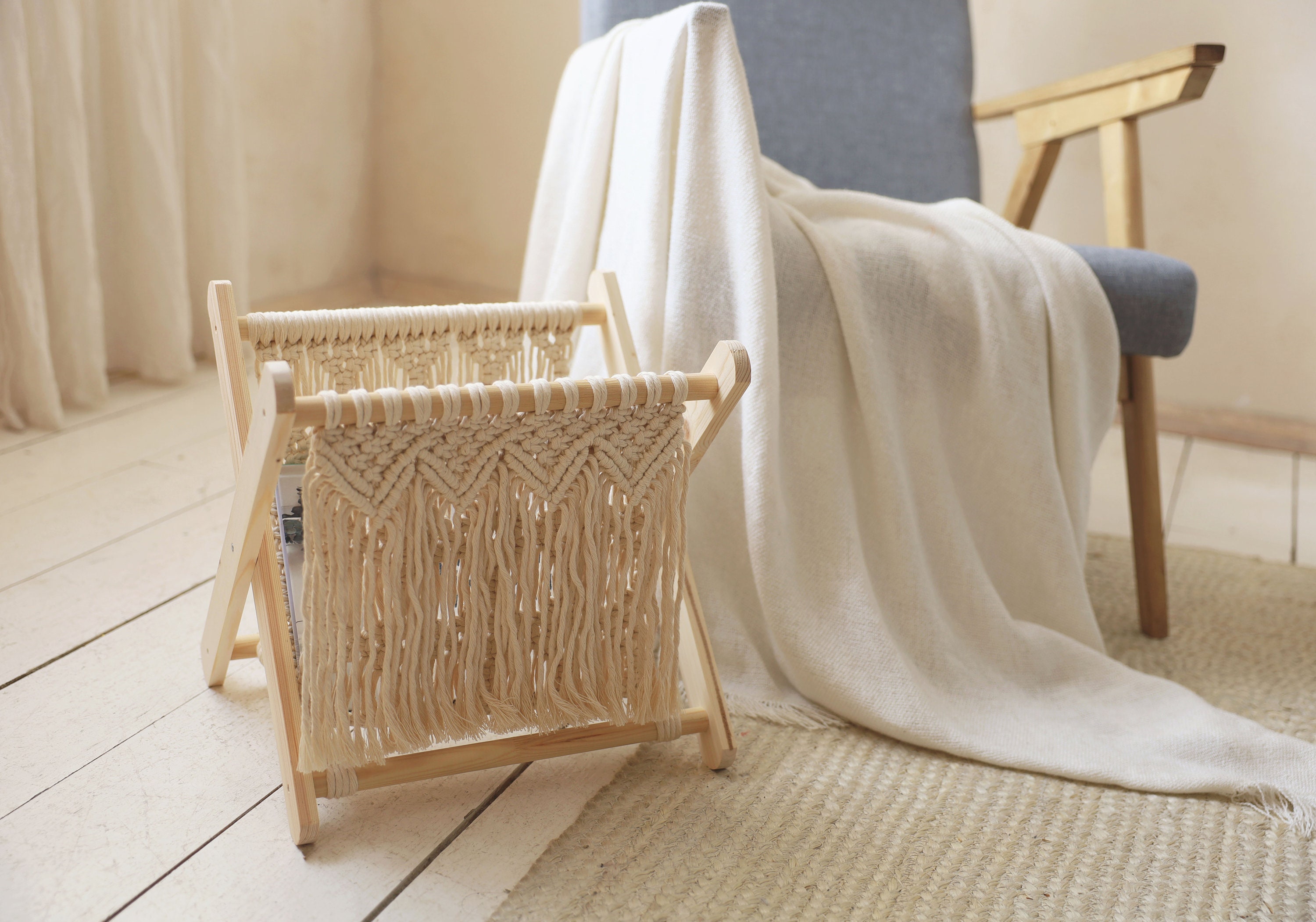 Macrame Magazine Rack Macrame Organizer Macrame Rack Etsy