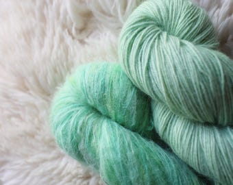 Sunlit Jade - Hand Dyed Baby Suri Alpaca & Silk Yarn | 4ply Apaca yarn| Green