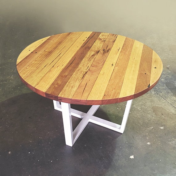 ROUND TABLE Repurposed Timber on Steel Frame Etsy Australia