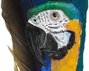 Painted Feather Portrait / Premium Acrylic Pet Portraits / Parrot Feathers / Pet Portrait