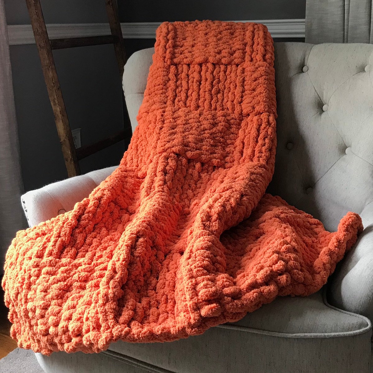 Orange Blanket - Chunky Knit Blanket - Chunky Orange Throw - Super Chunky Throw - Soft Orange Blanket - Orange Knit Throw - Orange Afghan - Etsy