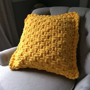 Yellow Pillow - Super Chunky Knit Pillow - Yellow Chunky Pillow - Yellow Couch Pillow - 20x20 Throw Pillow - Custom Knit Pillow